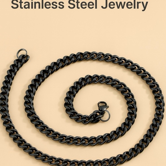 Cuban Link Chain Black lon- Plated 5mm - Picture 2 of 5